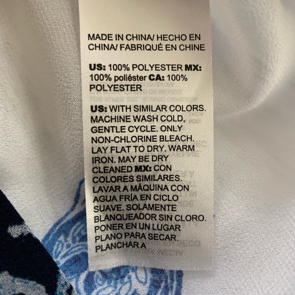 WHBM 100% poly sheer blue Seashell design Sheer button up blouse NWT siz… - Picture 7 of 11